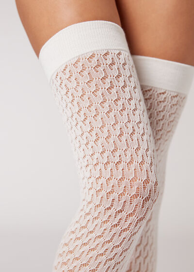 Textured Cotton Over-the-Knee Socks