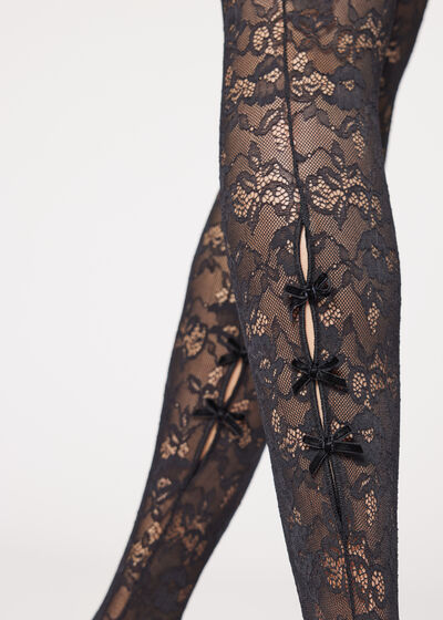 Lace Tights with Back Cut Out