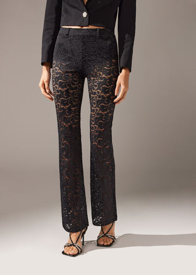 Flared Lace Leggings with Pant Lining